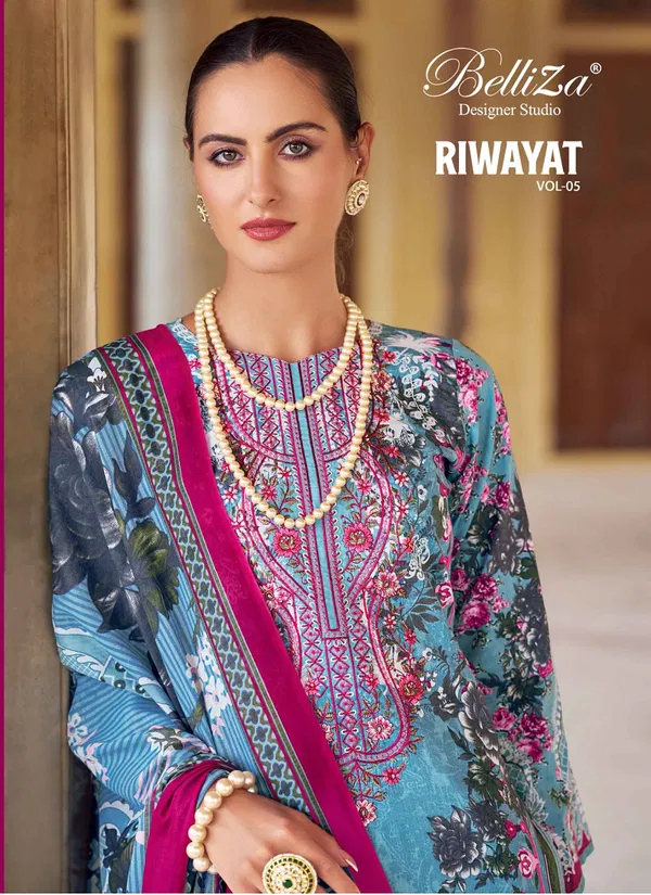 Riwayat Vol 5 By Belliza Viscose Rayon Digital Printed Salwar Kameez Wholesale Online