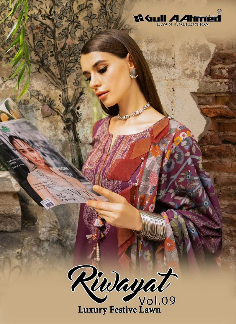 Riwayat Vol 9 By Gull A  Ahmed Lawn Cotton Pakistani Dress Material Suppliers In India Catalog