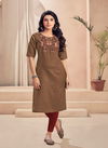 Riya Antra 2 Regular Wear Cotton Slub Embroidery Designer Kurti Collection
