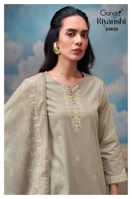 Riyanshi 4828 Ganga Cotton Suit with Plazzo Collections 