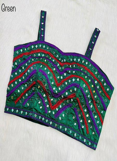 Rk Blouse Silk Mirror Work Navratri Sleeveless Blouse Wholesale Market In Surat