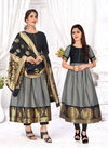 Rnx Maa Beti Anarkali Kurti Banarasi Jacquard Printed Combo Collection