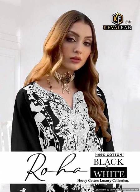 Roha Black And White By Keval Heavy Cotton Pakistani Dress Material Wholesale Online Catalog