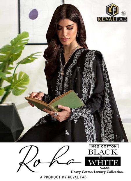 Roha Black And White Vol 8 By Keval Karachi Cotton Printed Dress Material Wholesale