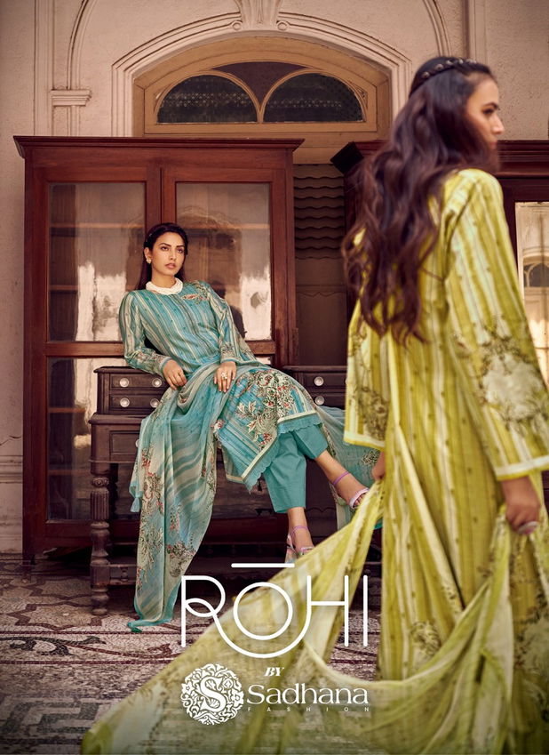 Rohi By Sadhana Lawn Cotton Digital Printed Dress Material Suppliers In India