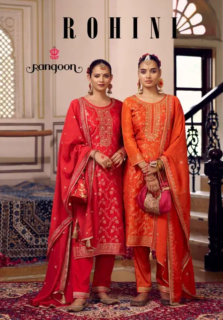 Rohini By Rangoon Jacquard Surat Kurti With Bottom Dupatta Wholesale Market