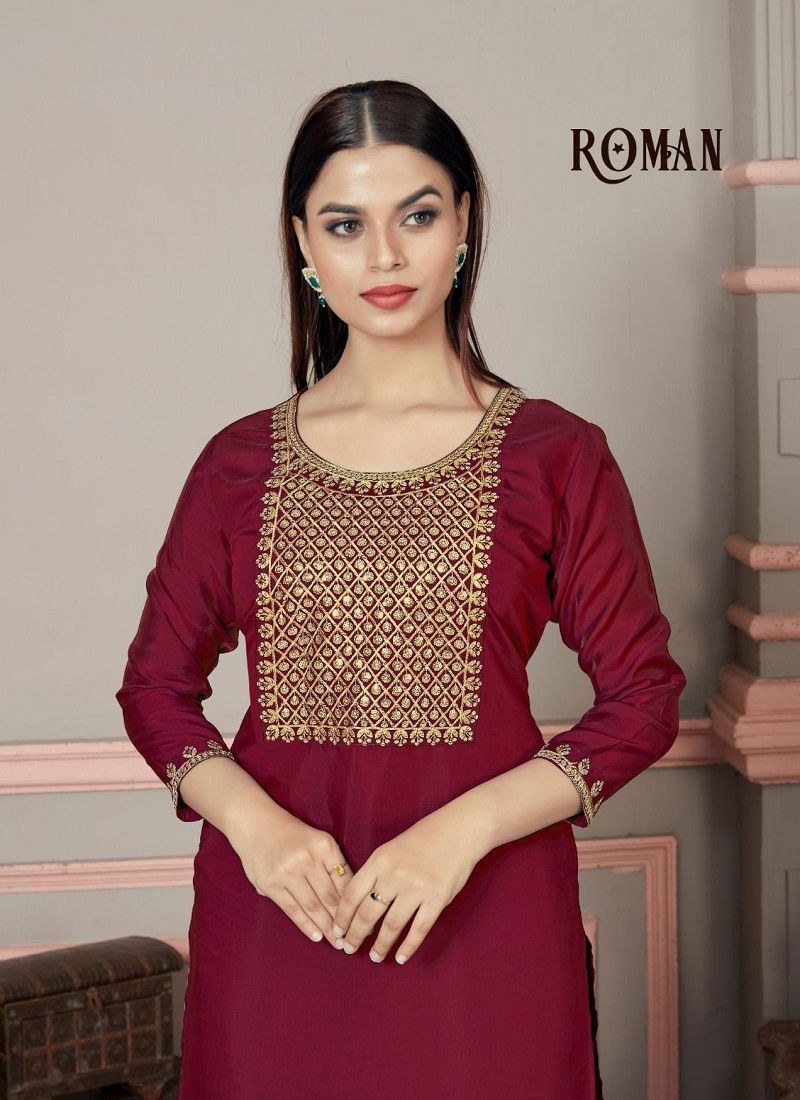 Roman By Sangeet Rayon Silk  Embroidery Kurti Wholesale Price In Surat
