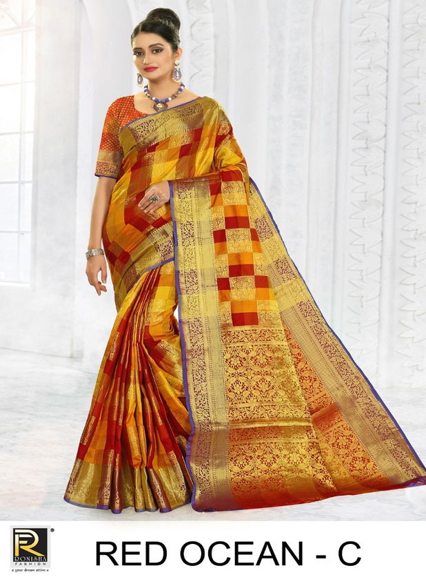 Ronisha Red Ocean Latest Fancy Designer Casual Wear Silk Fancy Casual Wear Saree Collection
