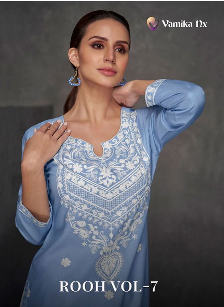 Rooh Vol 7 Vamika NX Fancy Rayon Lakhnawi Designer Kurti With Bottom Wholesale Online
 Catalog