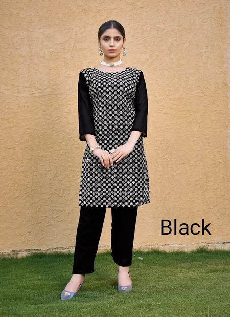 Roohi By Moksh Fox Georgette Chikan Embroidery Kurti With Bottom Orders In India