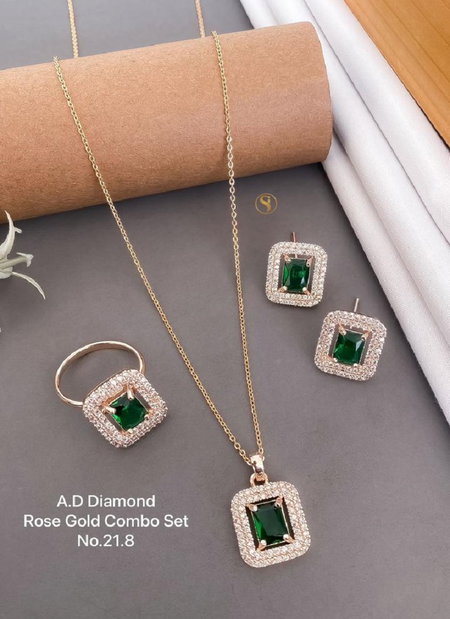 Rose Gold AD Diamond Combo Pendant Set Catalog
