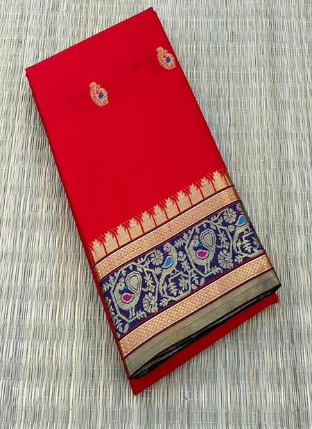 Rose Paithani  By weaving jari Cotton Silk Designer Sarees Wholesalers In Delhi