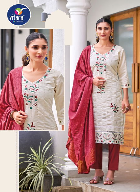 Roshni By Vitara Roman Silk Embroidery Kurti With Bottom Dupatta Wholesale Price In Surat
 Catalog