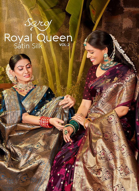 Royal Queen Vol 2 By Saroj Soft Satin Silk Designer Sarees Wholesale Price In Surat
