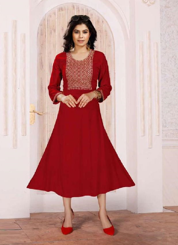 Rrr 8162 Heavy Rayon Fancy Wear Designer Kurti Collection