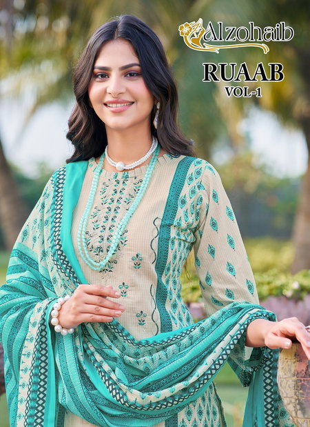 Ruaab Vol 1 By Alzohaib Cotton Dupatta Pakistani Salwar Suits Wholesale Online