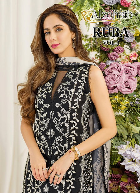Ruba Vol 1 By Alzohaib Cotton Dupatta Pakistani Salwar Suits Exporters In India