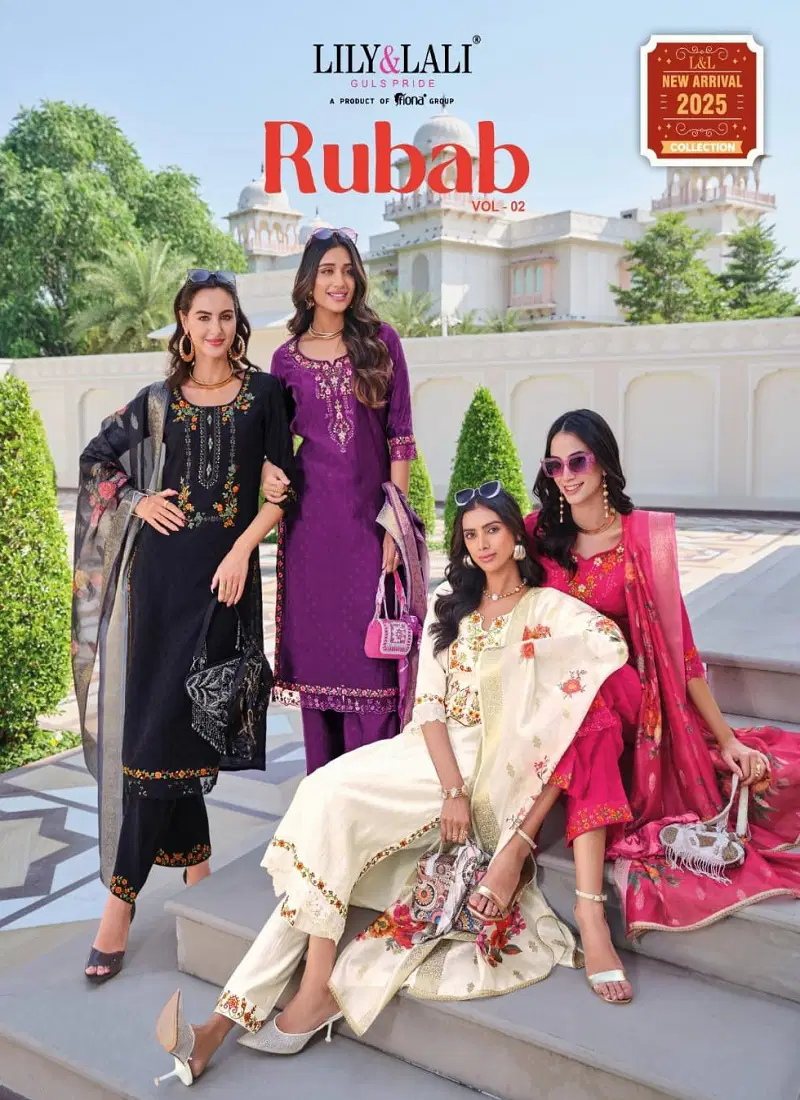 Rubab Vol 2 By Lily And Lali Viscose Embroidery Kurti With Bottom Dupatta Orders In India Catalog