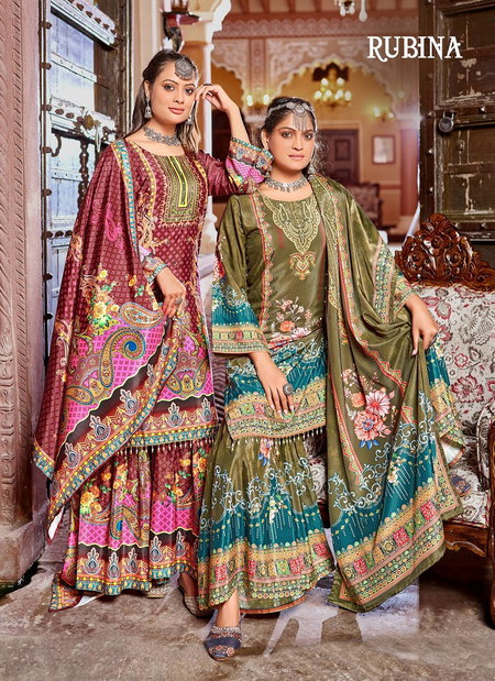 Rubina By Banwery Crape Silk Kurti With Bottom Dupatta Wholesalers In Surat