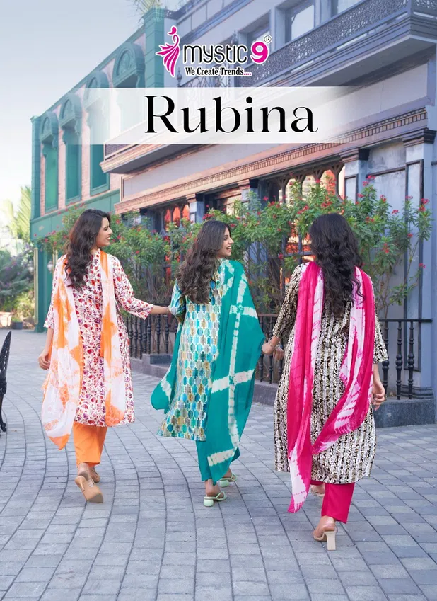 Rubina Vol 6 By Mystic 9 Rayon Kurti With Bottom Dupatta Orders In India