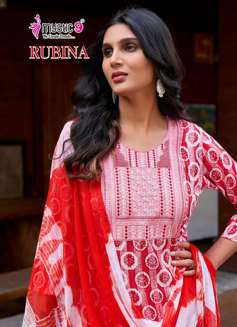 Rubina Vol 7 By Mystic 9 Rayon Kurti With Bottom Dupatta Suppliers In India Catalog