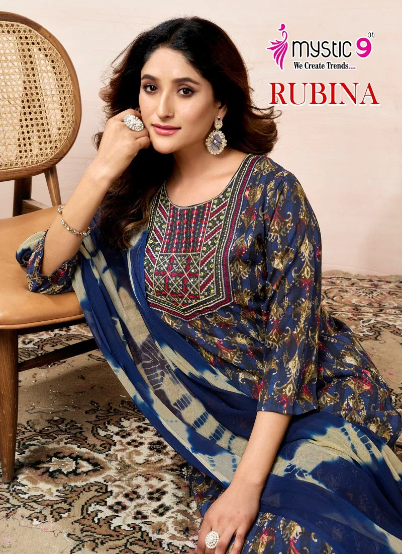 Rubina Vol 8 By Mystic 9 Rayon Kurti With Bottom Dupatta Wholesale In India