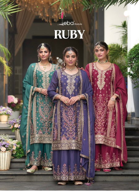 Ruby By Eba Chinon Readymade Suits Exporters In India Catalog