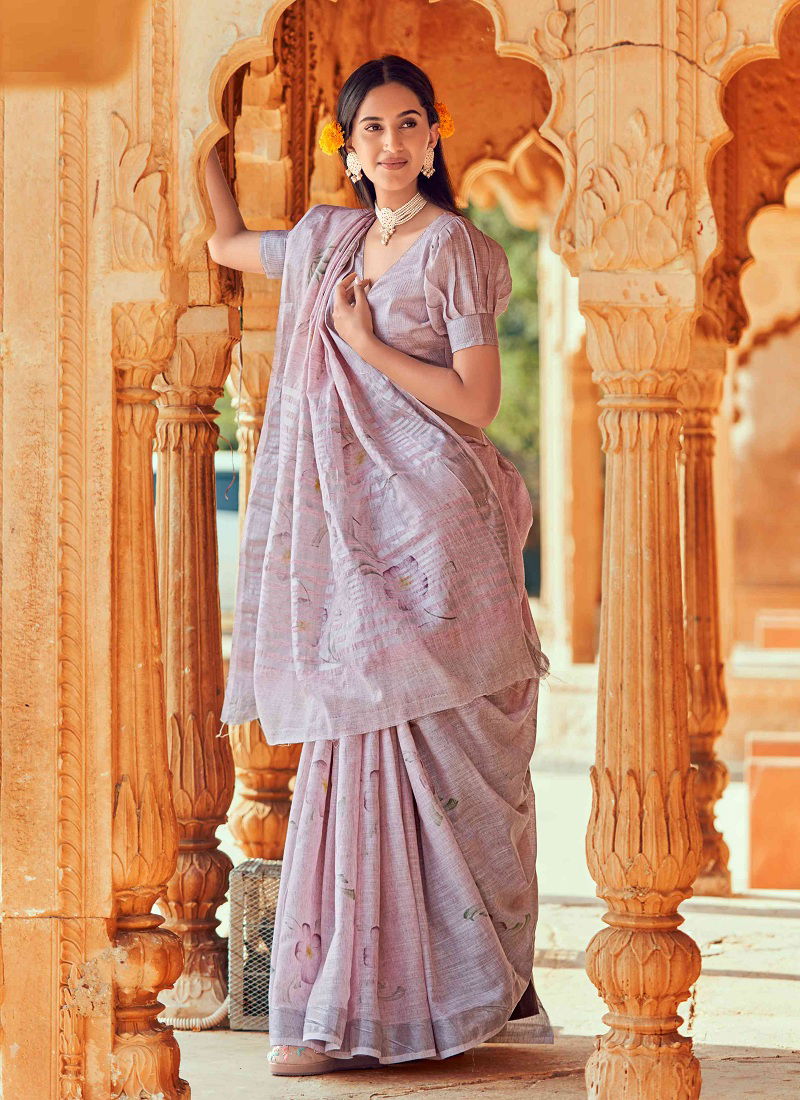 Ruby By Rajpath Linen Printed Sarees Catalog