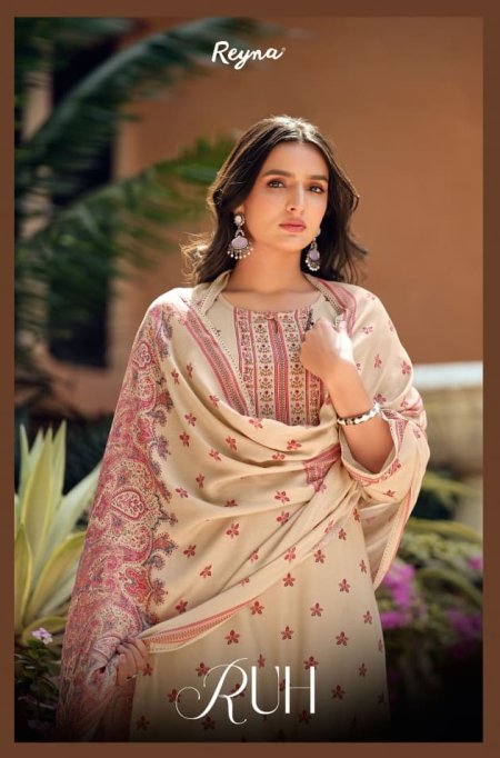 Ruh By Reyna Pashmina Printed Handwork Dress Material 