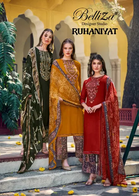Ruhaniyat By Belliza Viscose Rayon Slub Dress Material Wholesale Market In Surat
