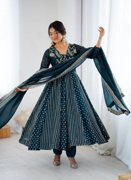 Ruhi R 5293 Anarkali Crunchy Silk Wholesale Anarkali Kurtis Set Suppliers In Mumbai