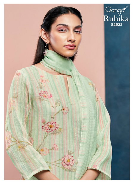Ruhika 2522 By Ganga Premium Linen Printed Dress Material Wholesale Shop In Surat