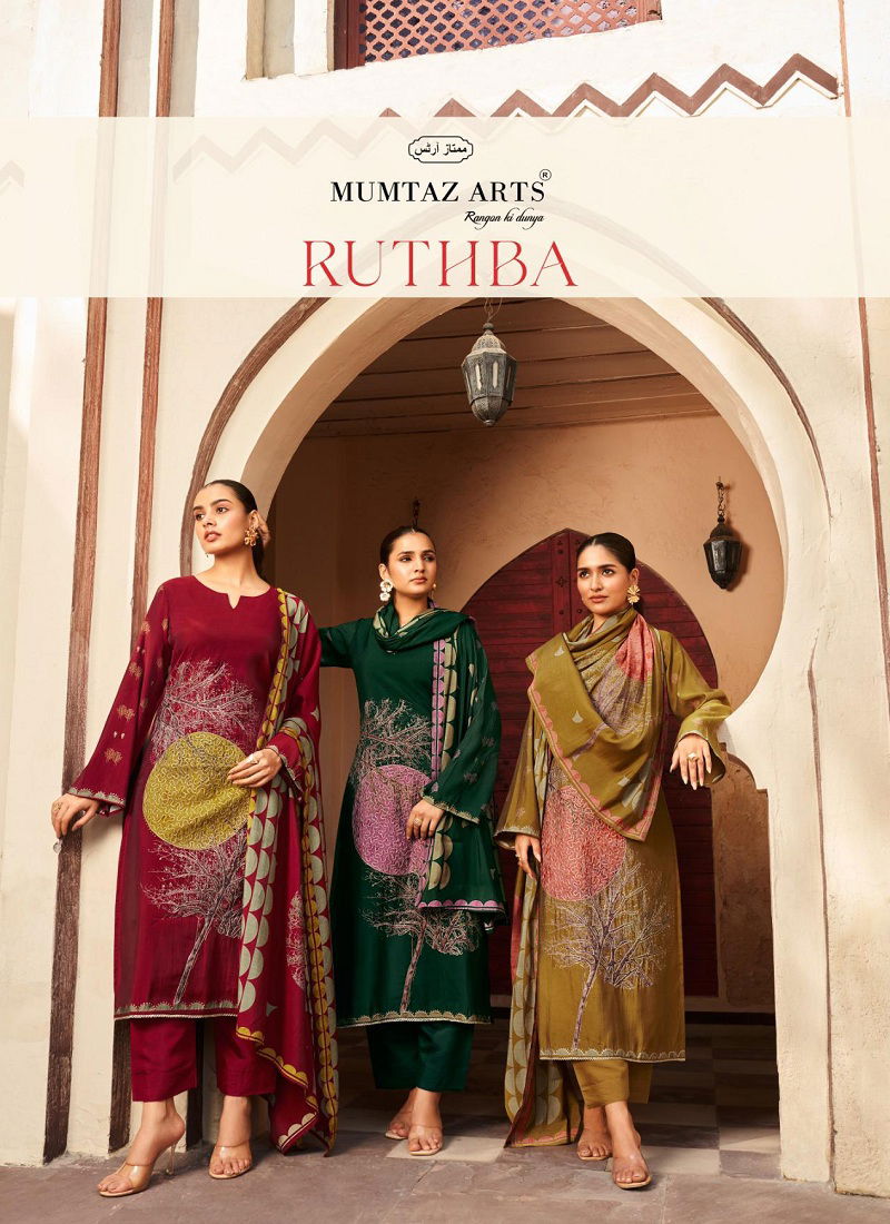 Ruthba By Mumtaz Viscose Maslin Digital Dress Material Wholesale In India Catalog