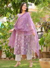 RX40 Purple Ktd Cotton Printed Kurti With Bottom Dupatta Catalog