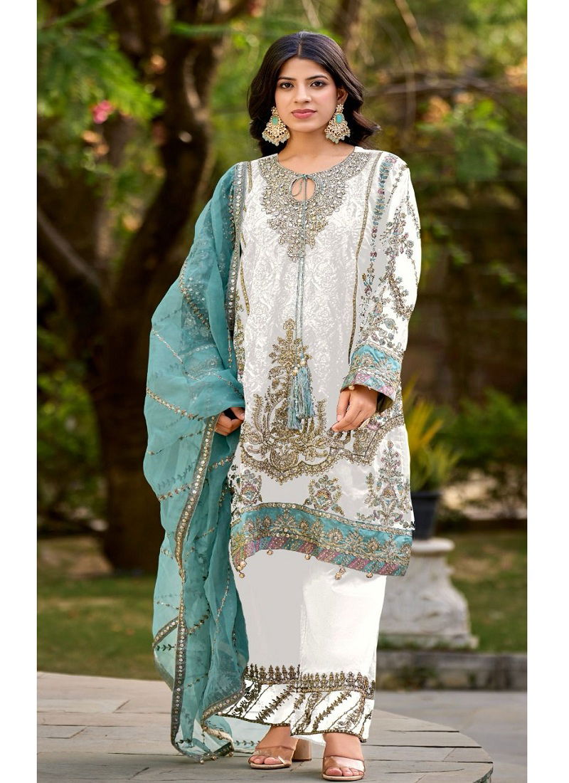 S 5476 By Shree Fabs Organza Pakistani Salwar Suits Wholesalers In Delhi Catalog