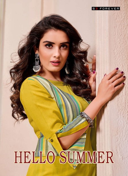 S3 Forever Hello Summer Latest Fancy Designer Casual Wear Jacket Cotton Kurti With Bottom Collection
 Catalog