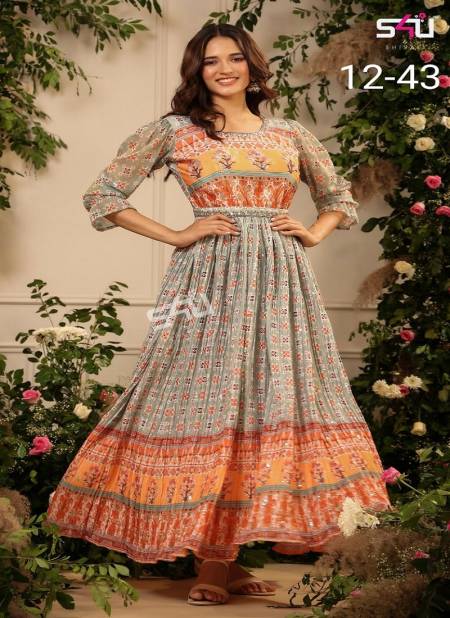 S4U Flairy Tales Handloom Midi Gowns Fit & Flare On Wholesale