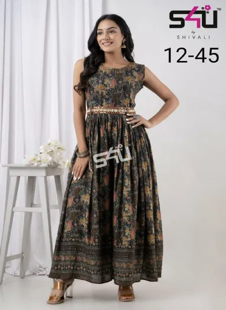 S4u 12-45 Fancy Decent Look Designer Long Kurti Catalog Catalog