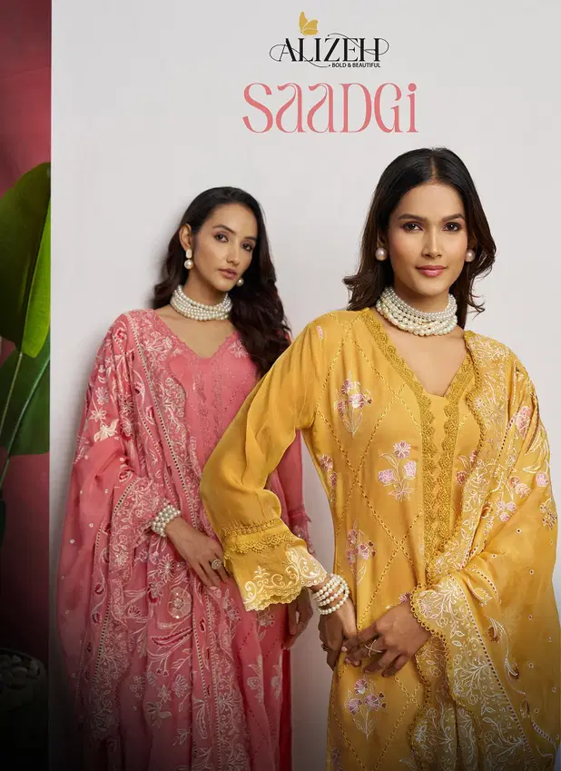 Saadgi By Alizeh Pure Organza Designer Salwar Kameez Suppliers In India