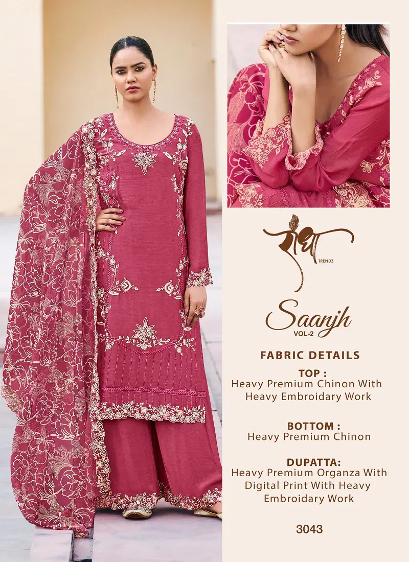 Saanjh Vol 2 By Radha Trendz Chinon Embroidery Salwar Kameez Wholesale Online