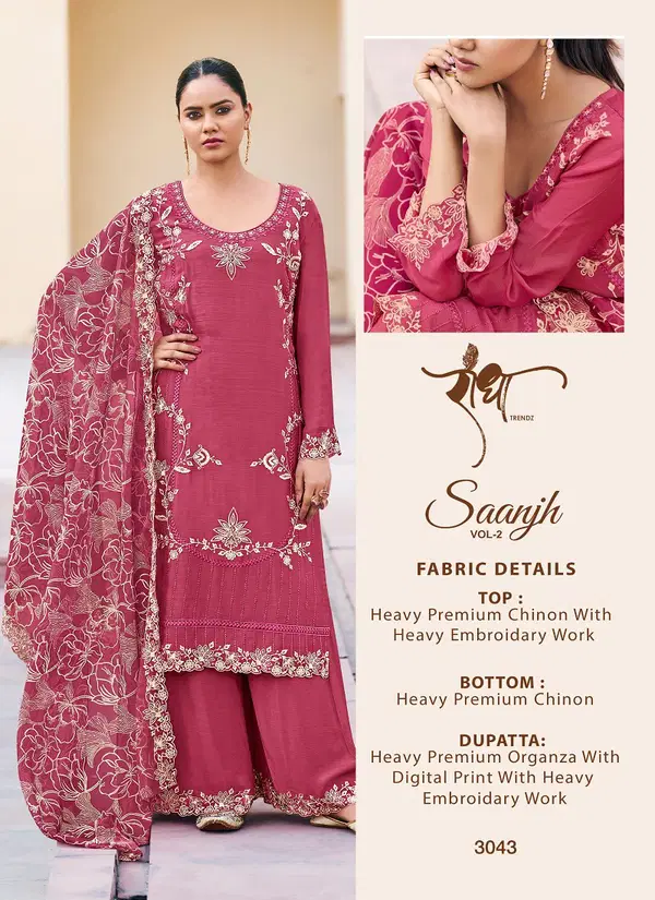 Saanjh Vol 2 By Radha Trendz Chinon Embroidery Salwar Kameez Wholesale Online