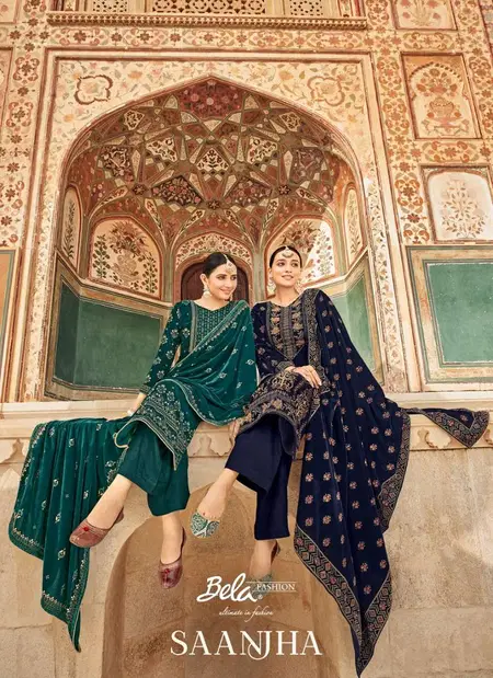 Saanjha By Bela Velvet Winter Wear Fancy Dress Material Wholesale Market In Surat