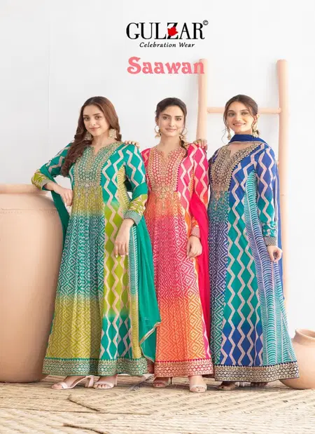 Saawan By Gulzar Chinnon Online Anarkali Kurti With Dupatta Wholesale