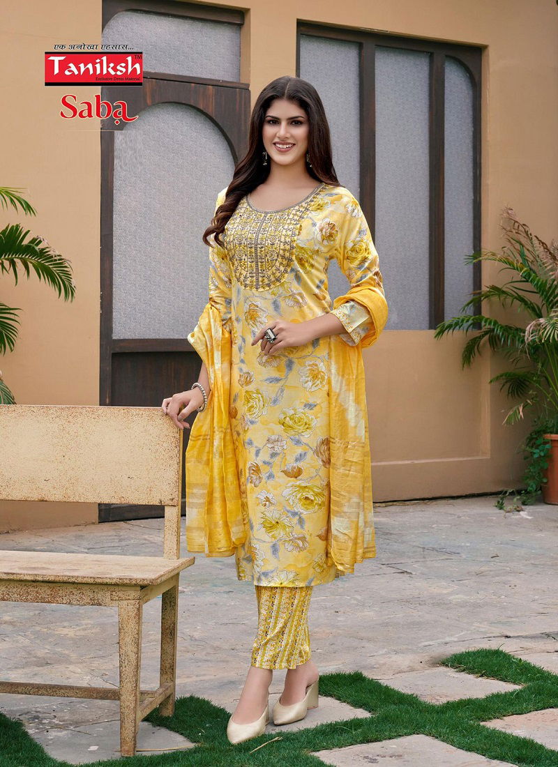 Saba Vol 4 By Taniksh Rayon Foil Printed Kurti With Bottom Dupatta Wholesale Price In Surat
 Catalog