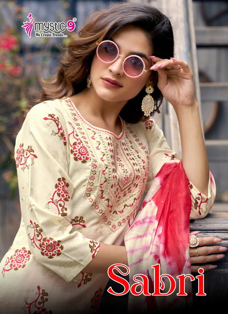 Sabri Vol 7 By Mystic 9 Rayon Printed Kurti With Bottom Dupatta Exporters In India