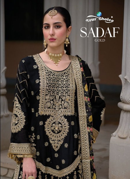 Sadaf Gold By Your Choice Heavy Wedding Wear Sharara Readymade Suits Wholesale Market In Surat