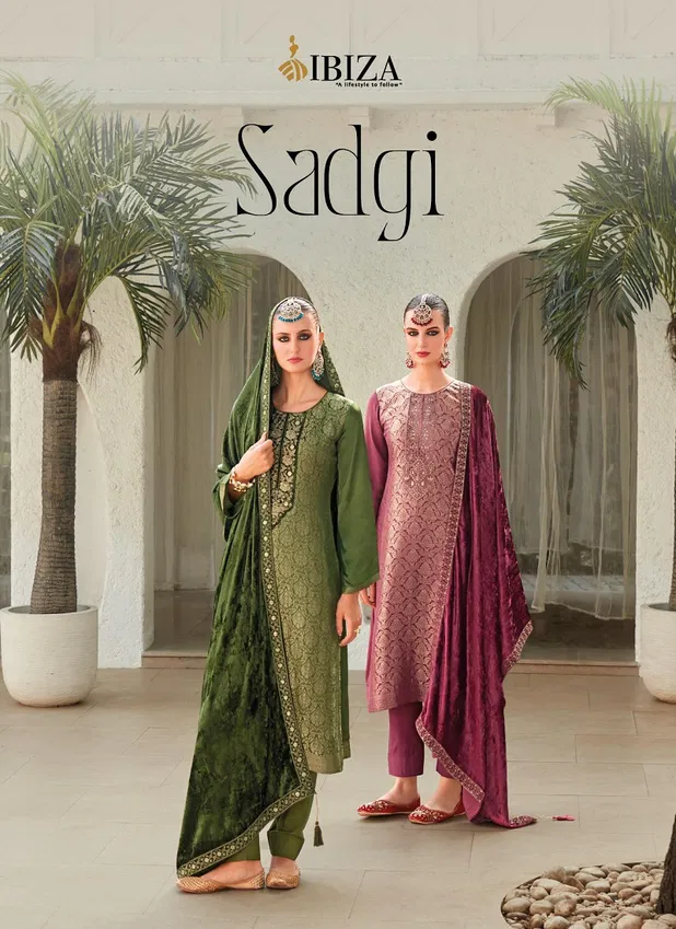 Sadgi By Ibiza Gaji Silk Jacquard Dress Material Wholesale Online