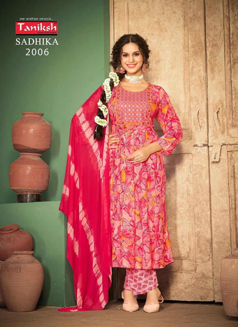 Sadhika Vol 2 By Taniksh Rayon Printed Kurti With Bottom Dupatta Orders In India Catalog