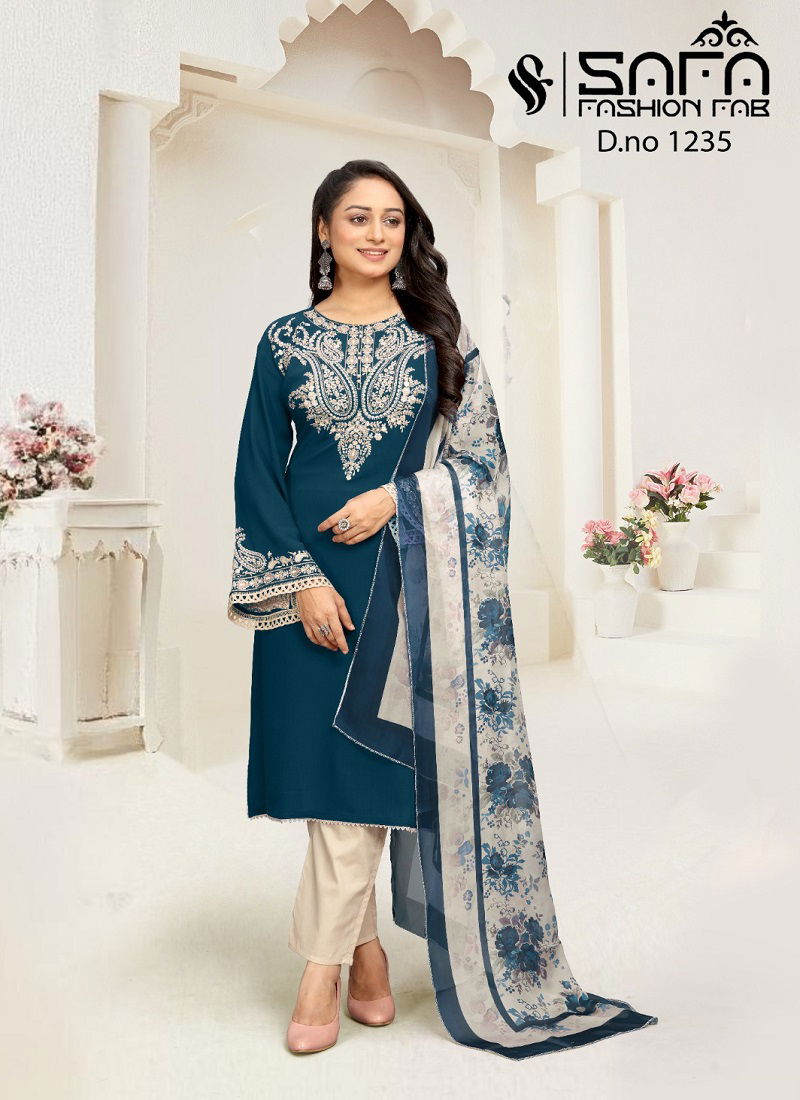 Safa Fashion Fab 1235 Designer Pakistani Readymade Suit Wholesale Online
 Catalog