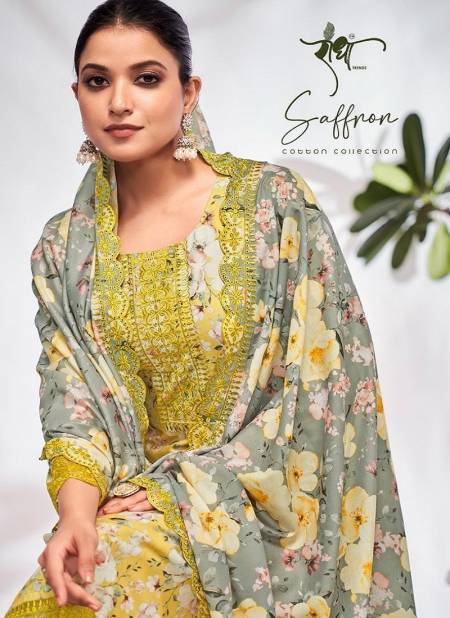 Saffron By Radha Trendz Printed Embroidery Cotton Salwar Kameez Wholesale Market In Surat